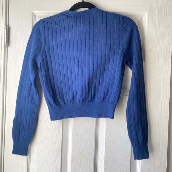 Forever 21| Blue Cropped Cardigan Sweater - Picture 4 of 5